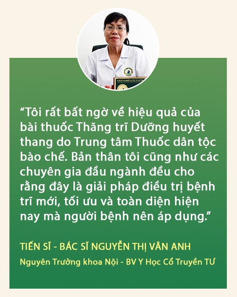Đánh giá của Tiến sĩ - Bác sĩ Nguyễn Thị Vân Anh về bài thuốc Thăng trĩ Dưỡng huyết thang