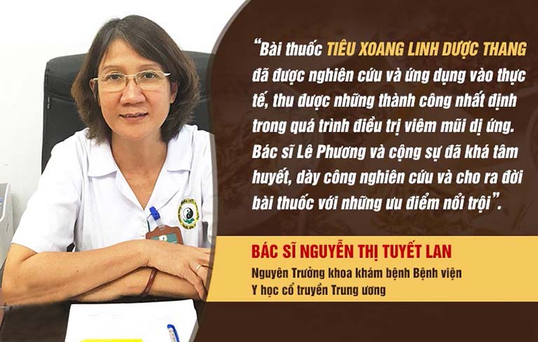 Đánh giá của bác sĩ Nguyễn Thị Tuyết Lan về bài thuốc Tiêu xoang linh dược thang