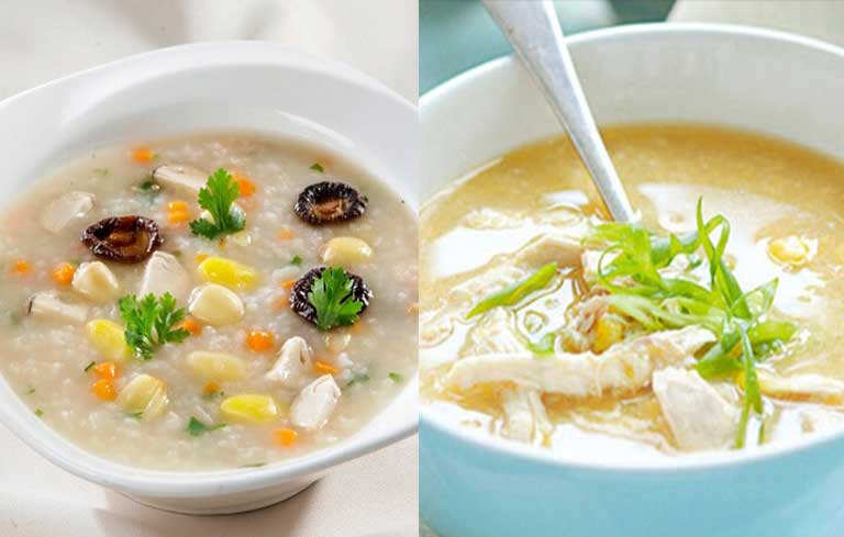 Cháo, súp là các món ăn tốt cho trẻ bị viêm họng